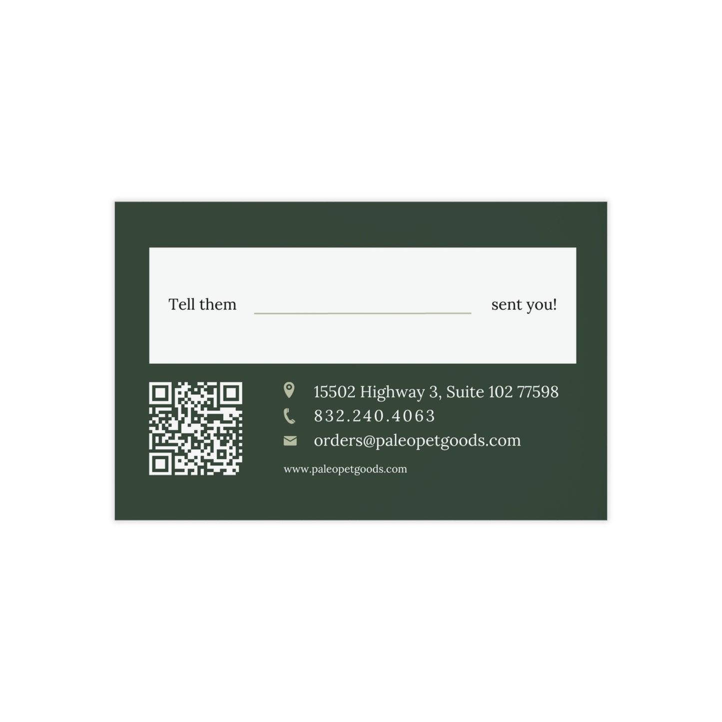 Paleo Pet Goods- Business Card with Referral (100pcs)